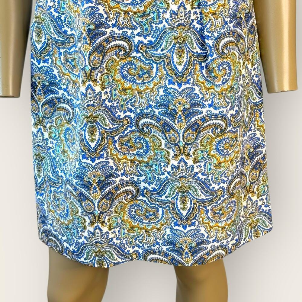 J. Crew Cotton Silk Blend Cap Sleeves Sheath Mini Dress Size 4 Peacock Paisley - Picture 6 of 14